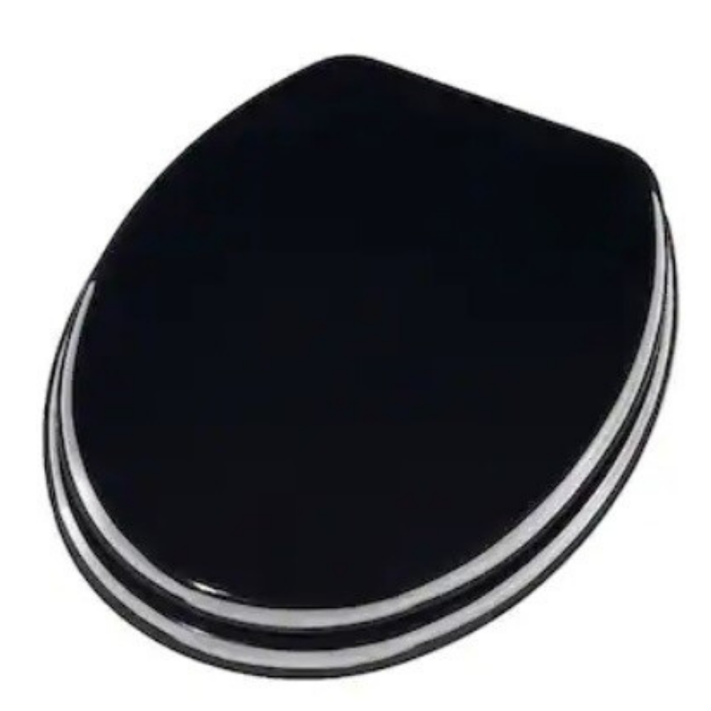Sedile Copriwater, Coprivaso, Tavoletta Copri Wc, Universale "Weser" 
 in Legno, Nero