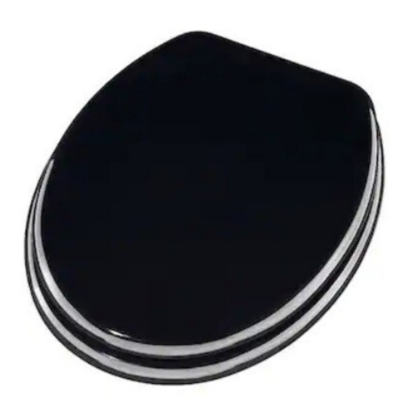 Sedile Copriwater, Coprivaso, Tavoletta Copri Wc, Universale "Weser" 
 in Legno, Nero