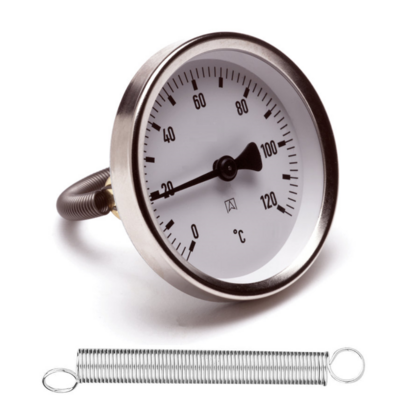 Termometro bimetallico con  clip a molla cassa diametro 63 mm scala 0-120 °C