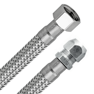 Flessibile idraulico bicono trecciato connettore 3/8 Flessibile idraulico bicono trecciato connettore 3/8"MF x ø 8mm Lunghezza cm 30