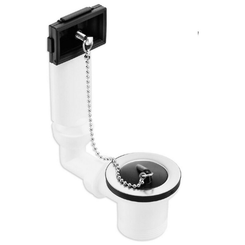 Piletta per Lavello in PP bianca tappo, catenella con scarico troppopieno Piletta per Lavello in PP bianca tappo, catenella con scarico troppopieno