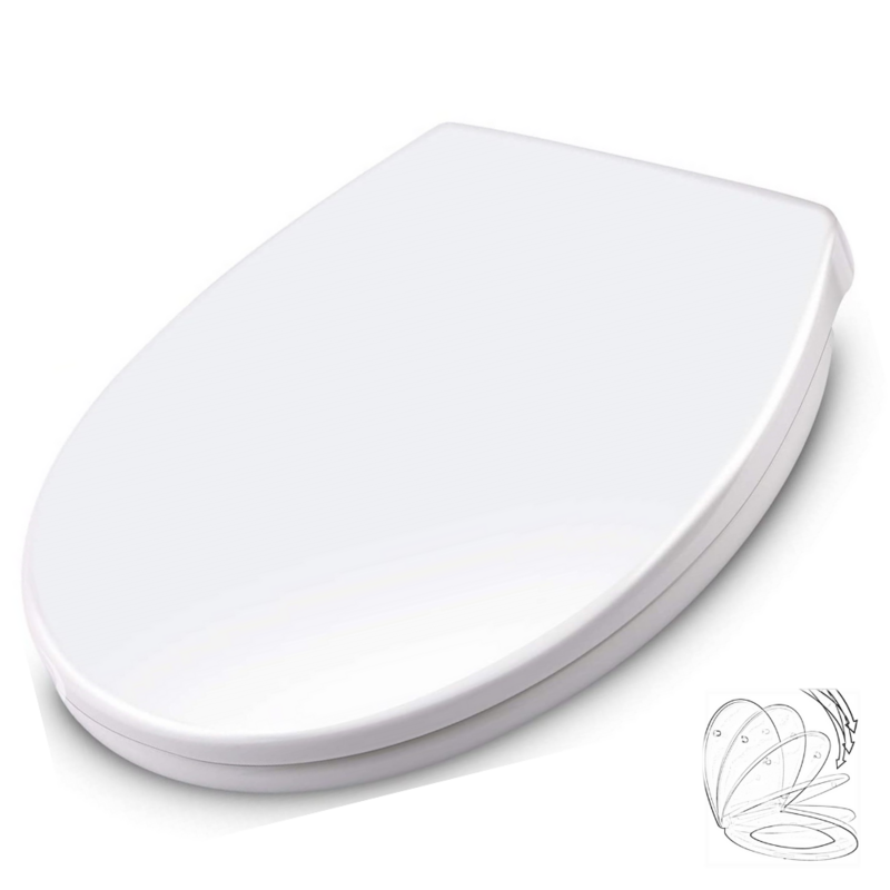 Sedile Copriwater Universale “Monza" chiusura soft close, fissaggio take off in Duroplast, colore Bianco