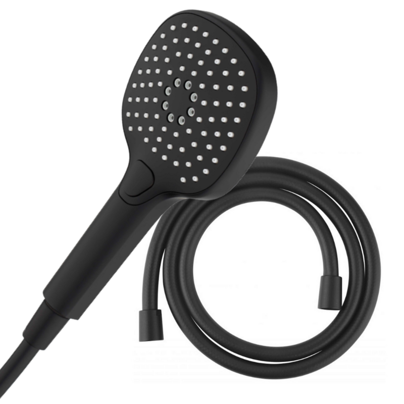 Set Doccetta Quadra Multigetto anticalcare e flessibile doccia attacco universale finitura nero opaco Set Doccetta Quadra Multigetto anticalcare e flessibile doccia attacco universale finitura nero opaco