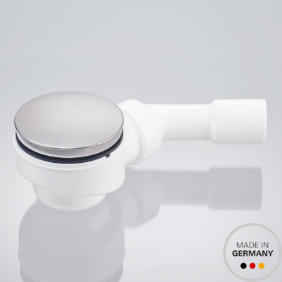 Sifone Piletta di scarico piatto doccia ispezionabile con coperchio cromato diam. 90mm, tubo di scarico diam. 40/50mm