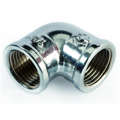 Raccordo Curva Gomito 90° in ottone 1/2 Filetto Femmina Cromo Lucidato