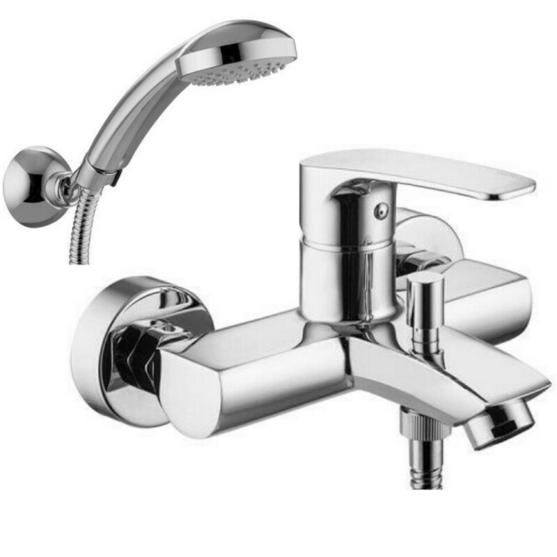 Miscelatore Vasca da bagno con doccetta rubinetto monocomando serie Lime cromo - risparmio acqua
