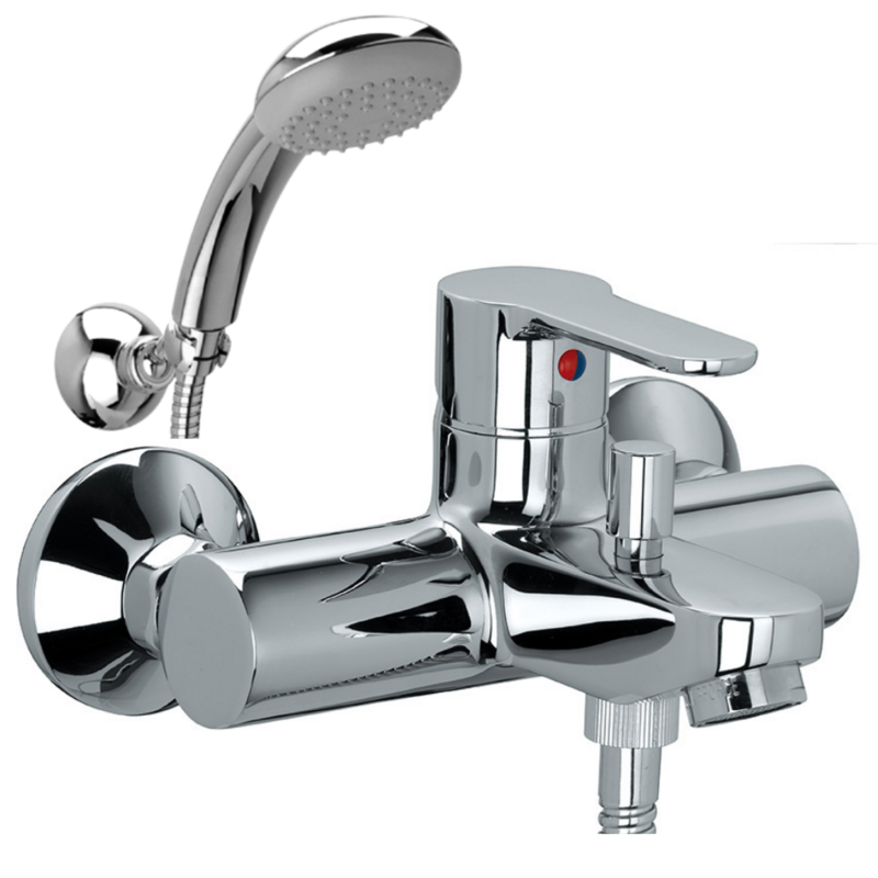 Miscelatore Vasca da bagno con doccetta rubinetto monocomando serie Blu cromo - risparmio acqua