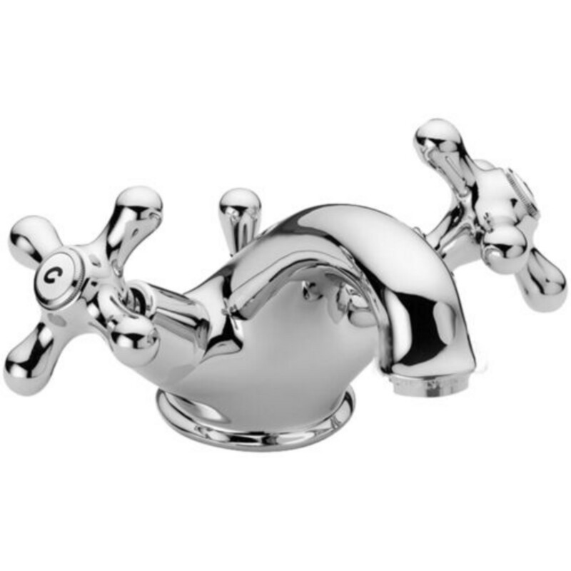 Rubinetto Lavabo da bagno con manopola antica stile retrò - cromo