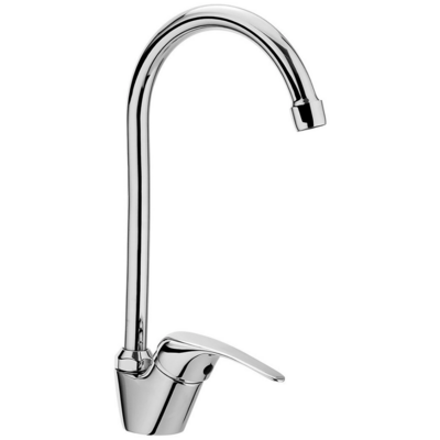 Miscelatore monocomando per Lavello cucina leva laterale, bocca alta a Ombrello girevole "Creta" Cromo