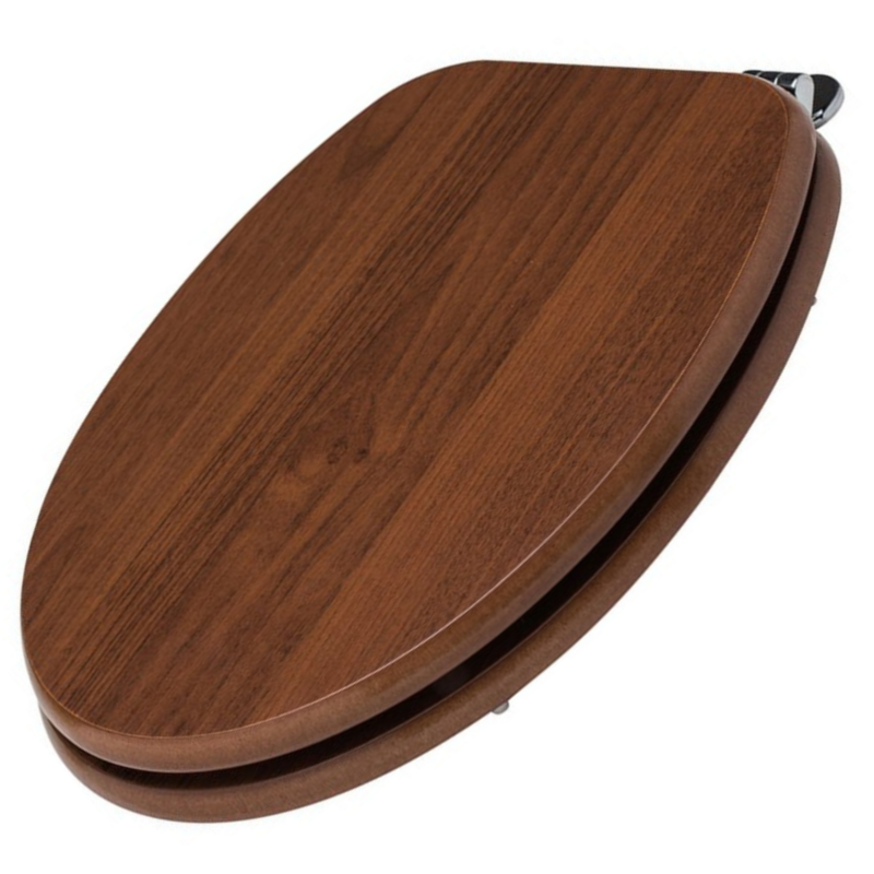 Sedile Copriwater Universale in legno finitura noce Coprivaso, Tavoletta Copri Wc, "Weser"