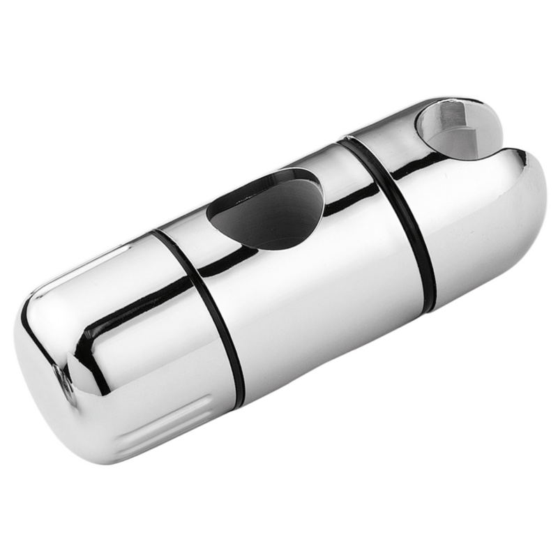 Staffa Supporto Doccia, Supporto Doccetta Centrale Scorrevole Cromo in Abs per Asta Saliscendi diam. 25mm Staffa Supporto Doccia, Supporto Doccetta Centrale Scorrevole Cromo in Abs per Asta Saliscendi diam. 25mm