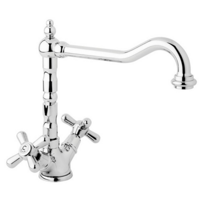 Rubinetto Lavello cucina con manopola antica stile retro - vintage, cromo