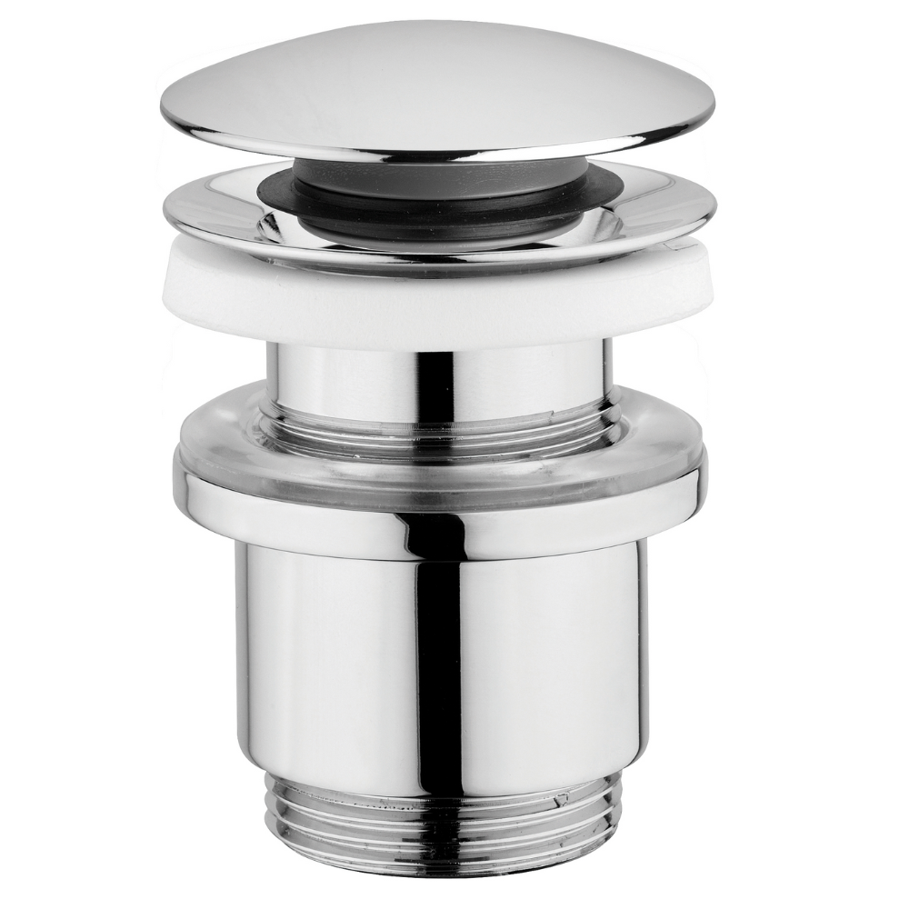 Piletta Universale click clack  per scarico Lavabo senza troppo pieno in Ottone 1 1/4 " Cromo