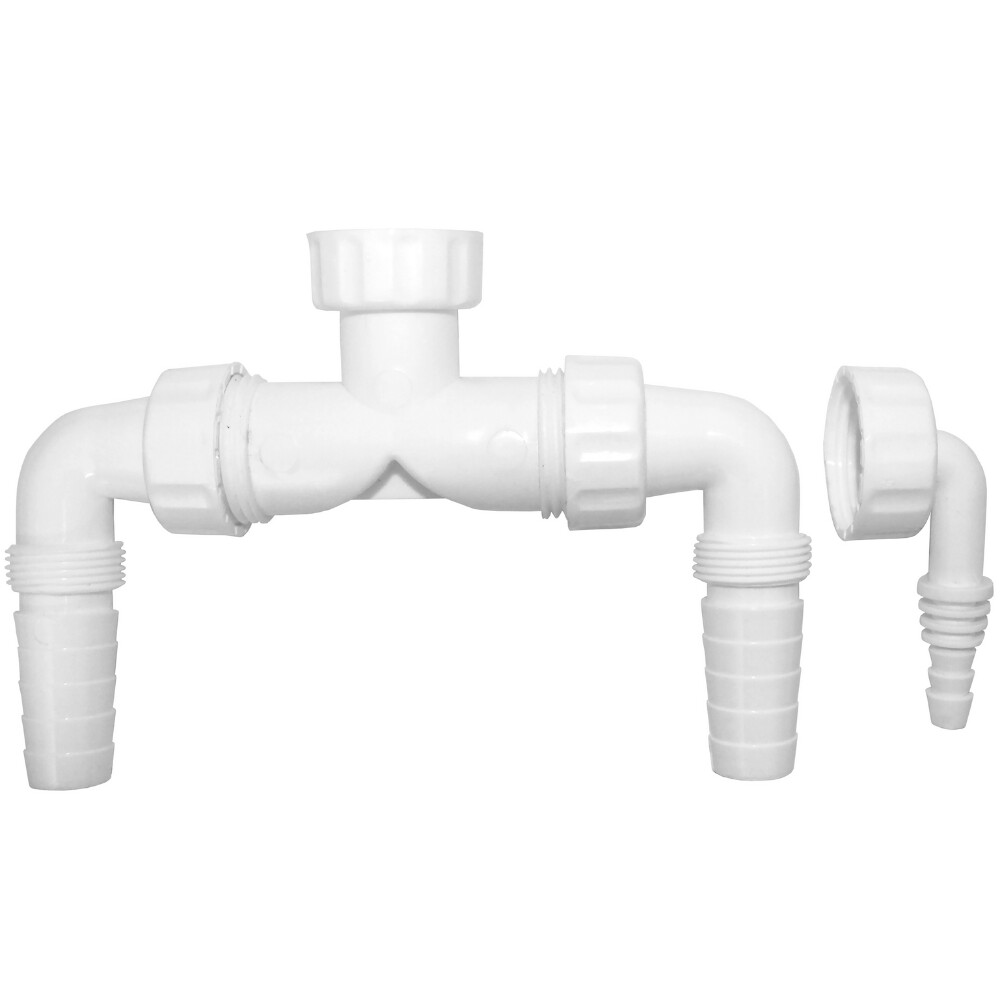 Raccordo doppio scarico lavatrice 1 1/2, lavastoviglie, asciugatrice  portagomma per tubo 19-23.5 mm  (3/4")