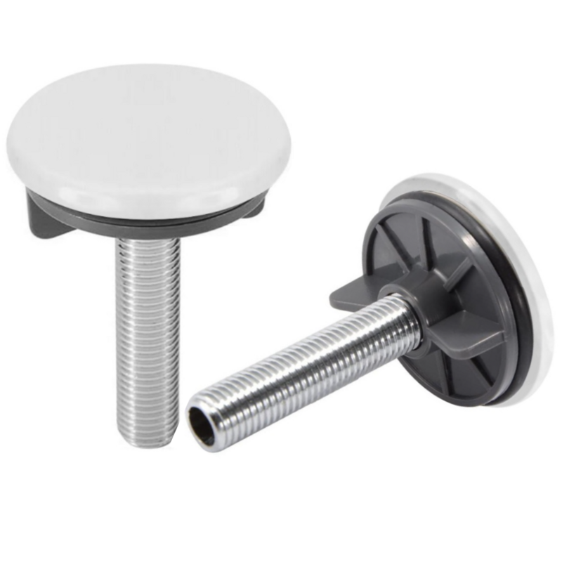 2PZ - Tappo Copriforo Bombato in Ottone 50 mm Bianco per Lavabo, Lavello e Bidet 2PZ - Tappo Copriforo Bombato in Ottone 50 mm Bianco per Lavabo, Lavello e Bidet