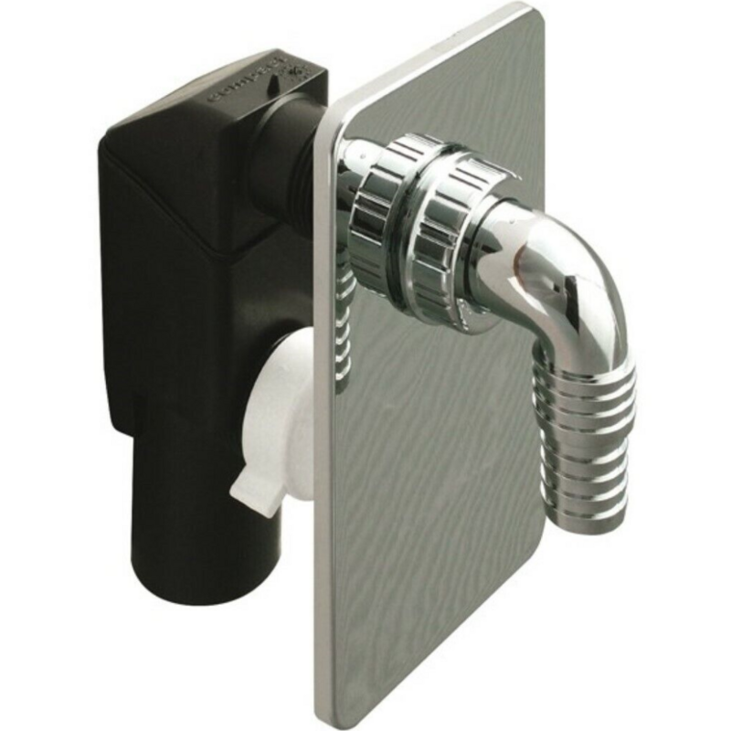 Sifone incasso per lavatrice in PP Ø40 mm con piastra in inox e pipetta in plastica Cromo Sifone incasso per lavatrice in PP Ø40 mm con piastra in inox e pipetta in plastica Cromo