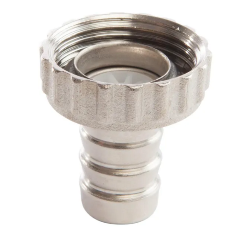 Portagomma  3/4" con girello per  rubinetto giardino 1/2,  collegamento  per tubo Ø 15 mm