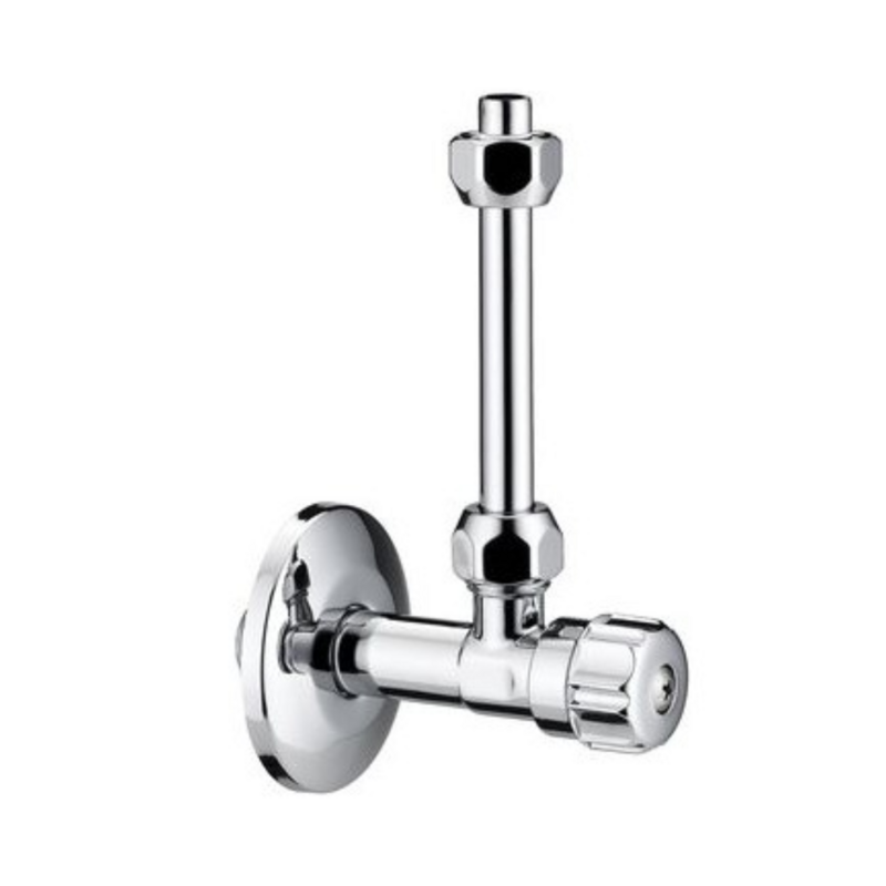 rubinetto d'arresto per cassette wc 1/2 con tubo rame D. 10 mm x 10 cm. Cromo rubinetto d'arresto per cassette wc 1/2 con tubo rame D. 10 mm x 10 cm. Cromo