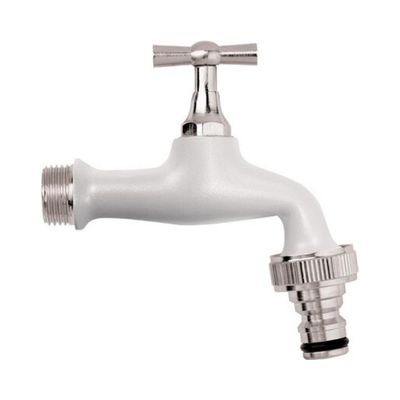 Rubinetto giardino colorato attacco 1/2" con portagomma a innesto rapido  colore bianco