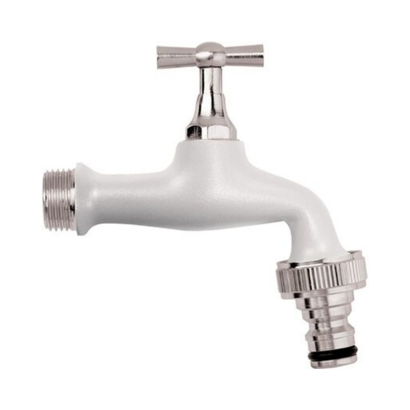 Rubinetto giardino colorato attacco 1/2" con portagomma a innesto rapido  colore bianco