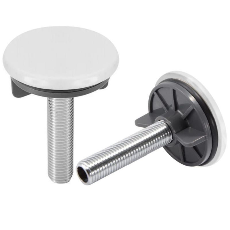 2PZ - Tappo Copriforo Bombato in Ottone 50 mm Bianco per Lavabo, Lavello e Bidet