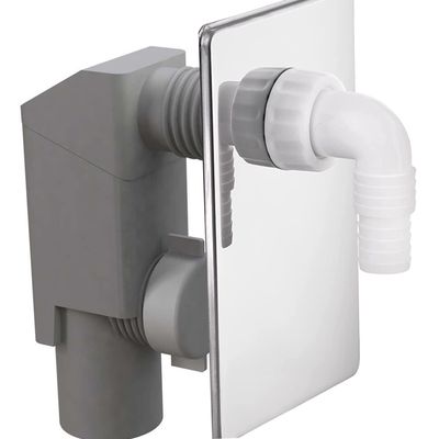 Sifone incasso per lavatrice in PVC Ø40 mm con piastra in inox e pipetta in plastica Sifone incasso per lavatrice in PVC Ø40 mm con piastra in inox e pipetta in plastica