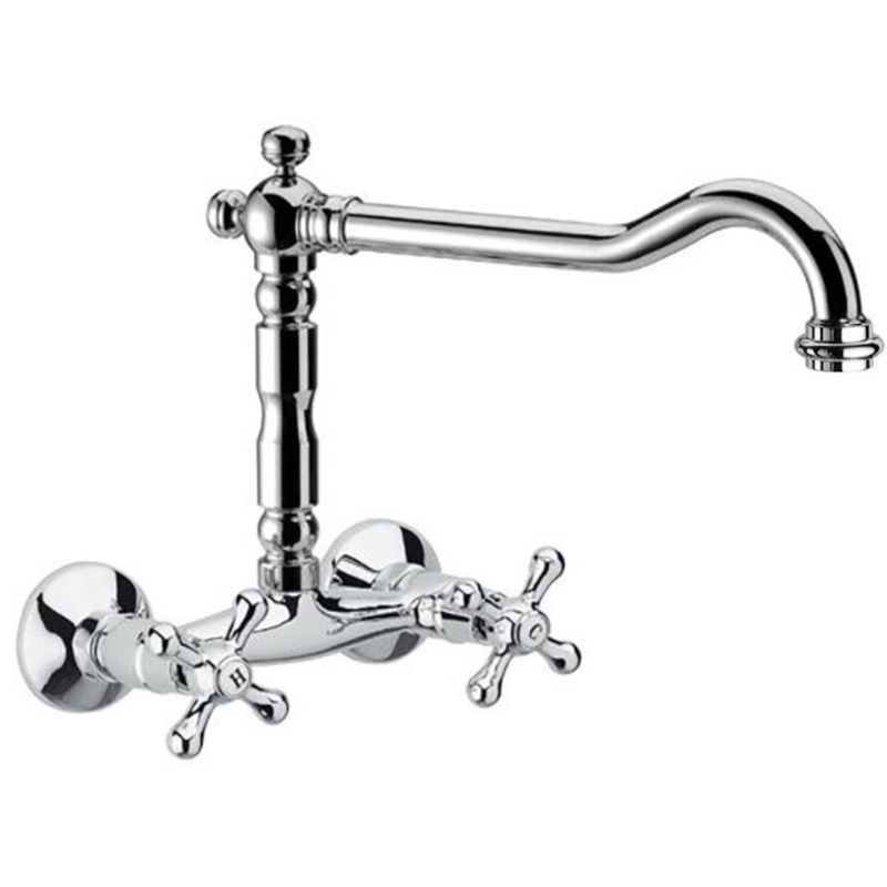 Rubinetto Gruppo  Lavello a muro per cucina manopola antica con bocca girevole a "U" retrò - stile Old Fashion