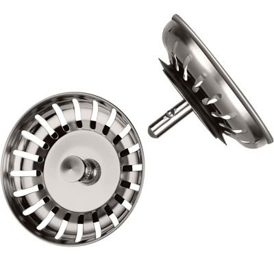 Tappo Filtro universale per scarico lavello, cestello fermarifiuti ribassato in acciaio diam. 83 mm. Conf. 2pz