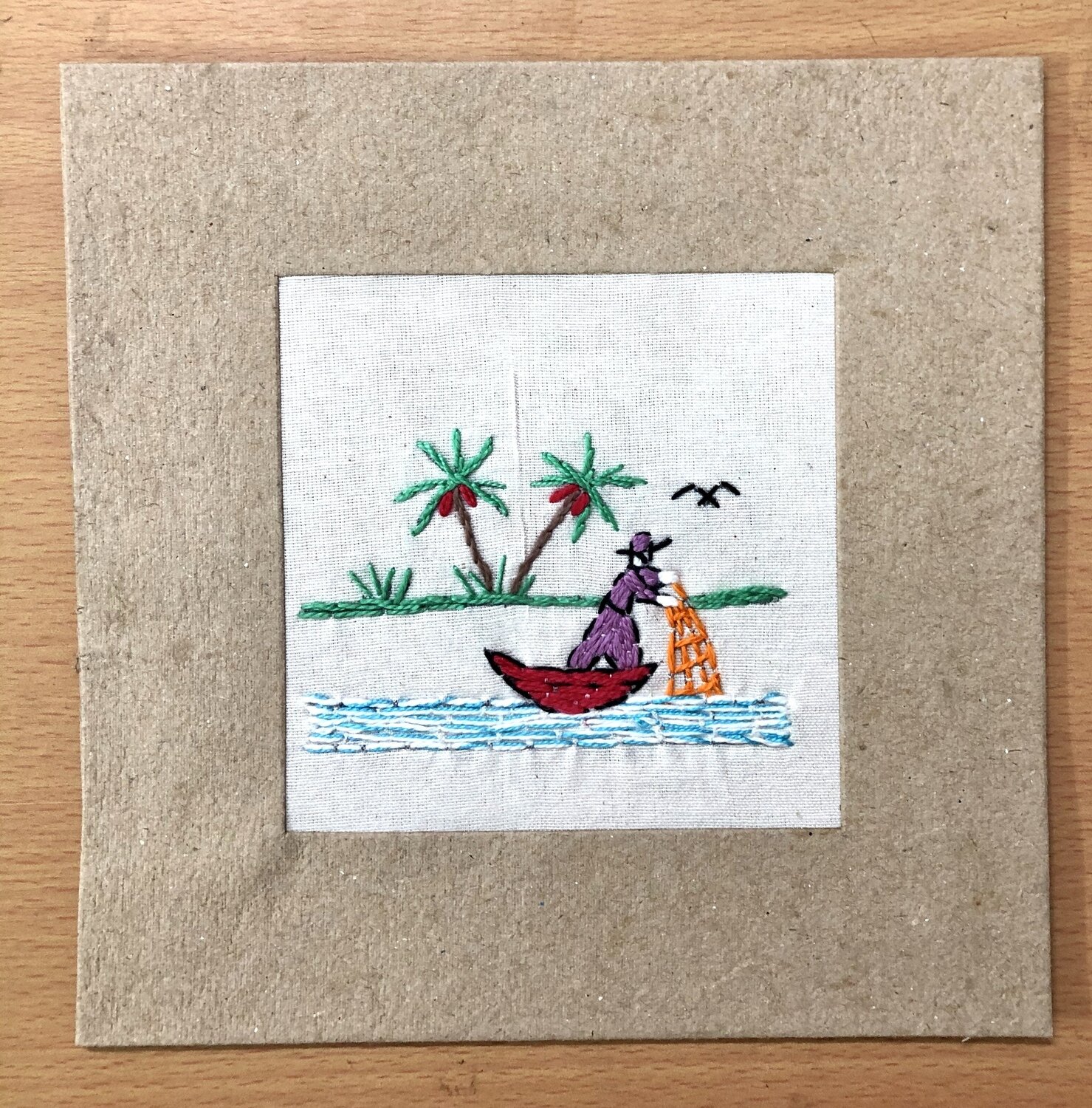 Embroidered cards - ( Peasant ) / 16*16 cm / كارت تطريز ( ريف )