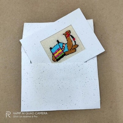 2 Embroidered cards - Small ( Bedouin Camel ) / 10*13.5 cm / ٢ كروت تطريز - صغير ( جمل بدوي )

