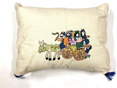 Embroidered cushion With Filling ( Donkey Driven Carriage ) / 35*45 cm / خددية تطريز بالحشو ( عربة بحمار ) 