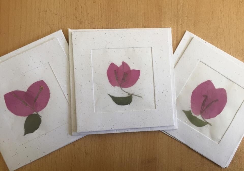 3 Cards With Flower Petals / 11.5*11.5 cm / ٣ كارت باوراق الورد