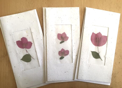 Cards With Flower Petals / 8.5*18 cm / كارت باوراق الورد