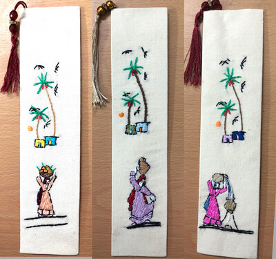 Hand Embroidered Bookmark ( Peasant ) / 5*23 cm / علامة كتاب تطريز ( فلاحات )