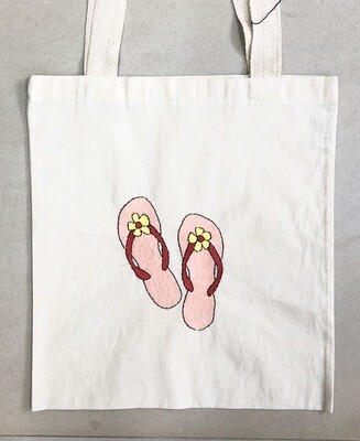 Embroidered bag - Slippers / 
38 × 47 cm / 
شنطة تطريز يدوي - شبشب