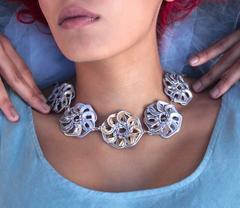 Can Tabs Set Of Necklace, Bracelet &amp; Earrings / طقم عقد و غويشة و حلق كانز