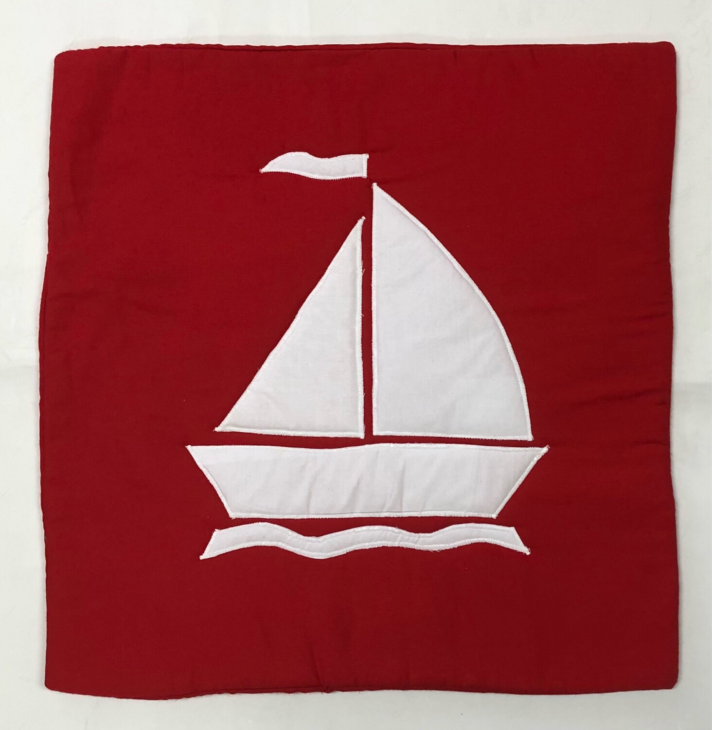 Applique Cushion Cover ( Red Marine )/ 45*45 cm / كيس خددية أبليك ( بحري أحمر )