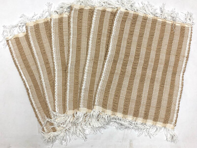 Set of 6 Woven Thread & Rags Placemats ( Diana )/ 35*45 cm /  (ديانا) طقم سفرة قماش منسوج ٦ قطع