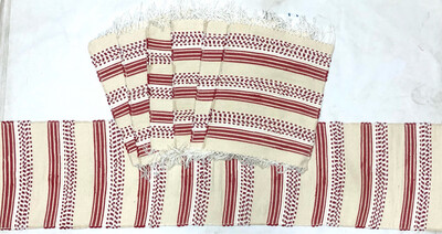 Set of 7 Woven Thread & Rags Placemats / 35*45 cm + 35*150 cm / طقم سفرة خيوط و قماش ٧ قطع