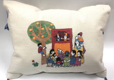 Embroidered cushion With Filling ( Puppetry ) / 35*45 cm  / خددية تطريز بالحشو ( الاراجوز )
