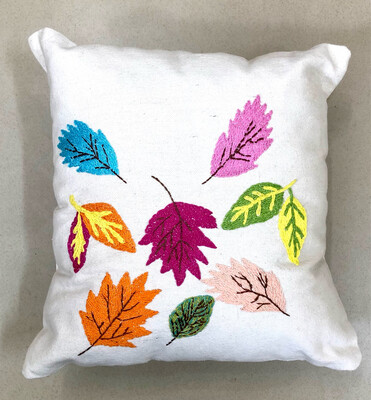 Embroidered cushion With Filling ( Leaf )/ 40*40 cm / خددية تطريز بالحشو ( ورق شجر )
