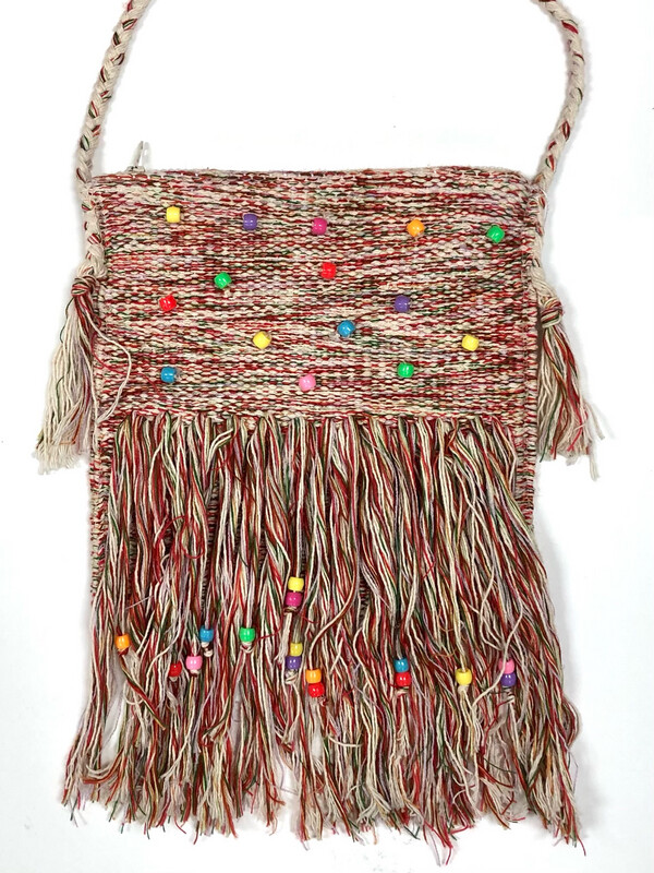 Woven Threads Cross Bag With Beads / 28*28 cm / شنطة كروس من الخيوط المنسوجة و الخرز