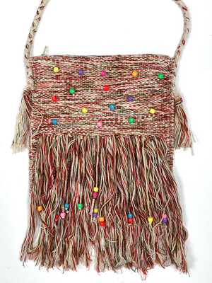 Woven Threads Bag With Beads / 28*28 cm / شنطة من الخيوط المنسوجة و الخرز