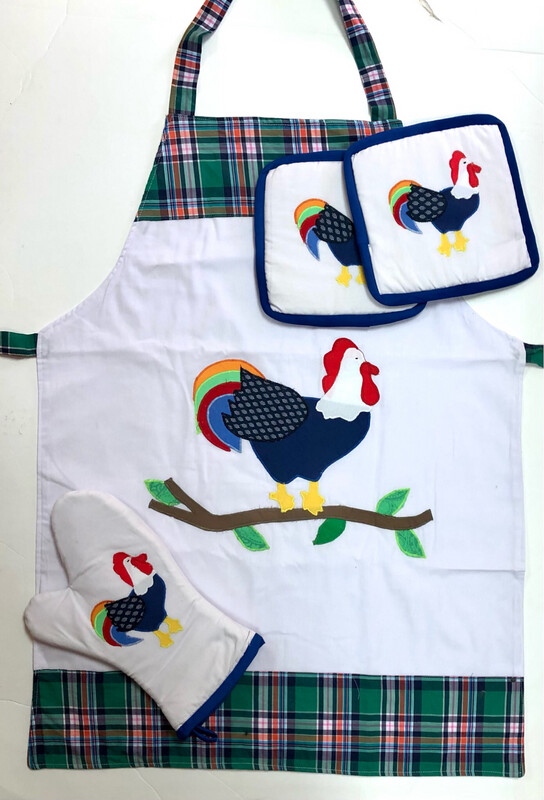    Kitchen apron set - 4 Pieces / 80*55 cm /  طقم مريلة مطبخ - ٤ قطع