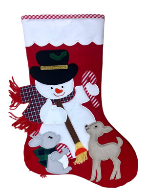 Snowman With Animals Stocking / 25*45 cm / جورب رجل الثلج مع حيوانات