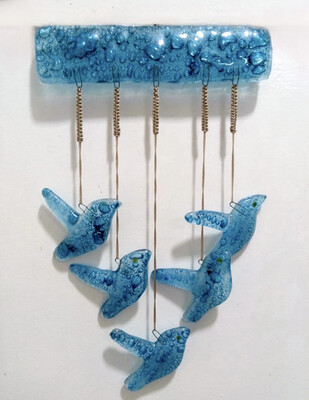 Glass Birds Wall Hanging / 20*35 cm / عليقة حائط طيور زجاجية