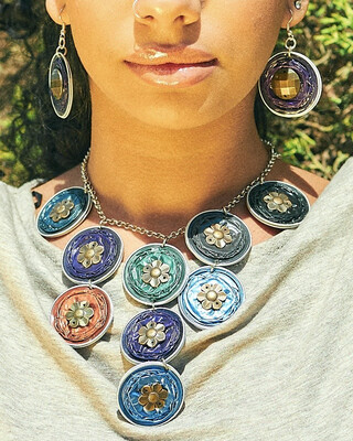 Set Of Double Nespresso Necklace &amp; Earrings / طقم عقد نسبرسو مزدوج و حلق