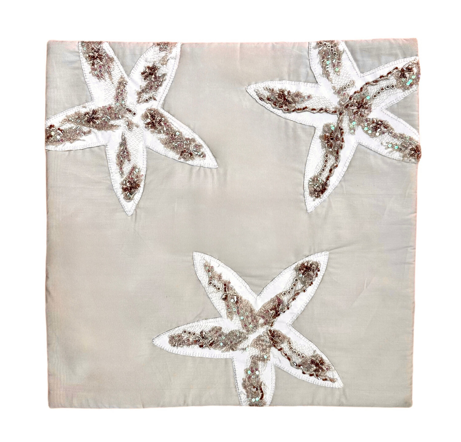 Applique Cushion Cover With Beads / 45*45 cm / كيس خددية أبليك بالخرز