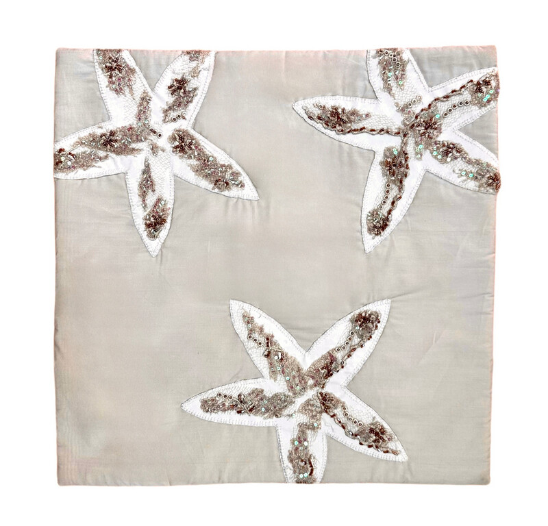 Applique Cushion Cover With Beads / 45*45 cm / كيس خددية أبليك بالخرز