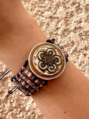 Bracelet With Magazines Paper Beads and Nespresso Capsule / سوار من الخرز الورقي ( المجلات ) مع كبسولة نسبرسو